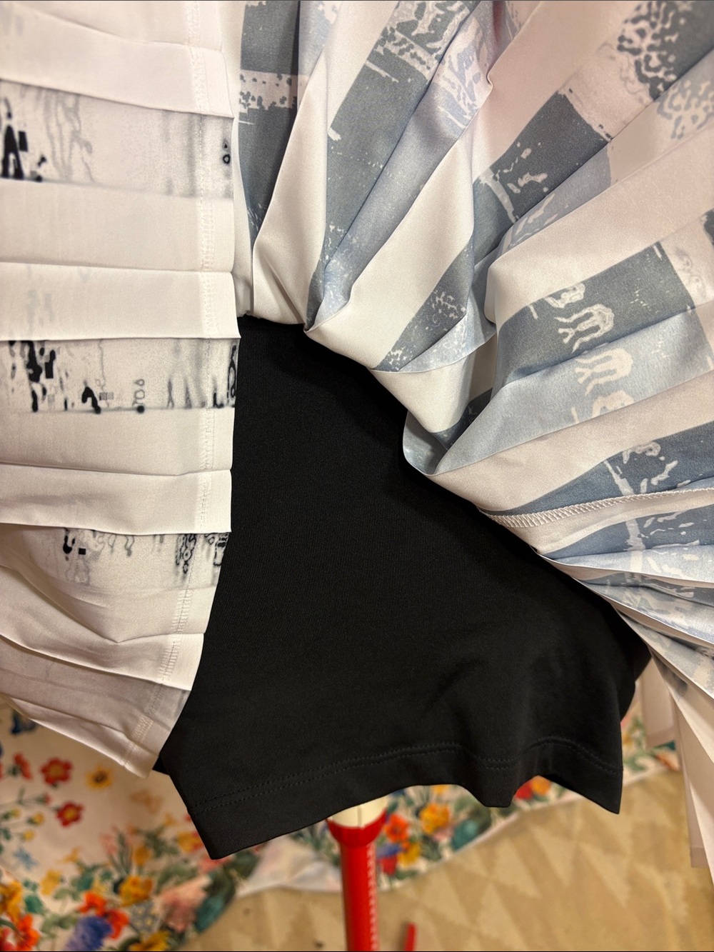 Adidas - Black and White Graphic Pleated Mini Skirt - Picture 5 of 8